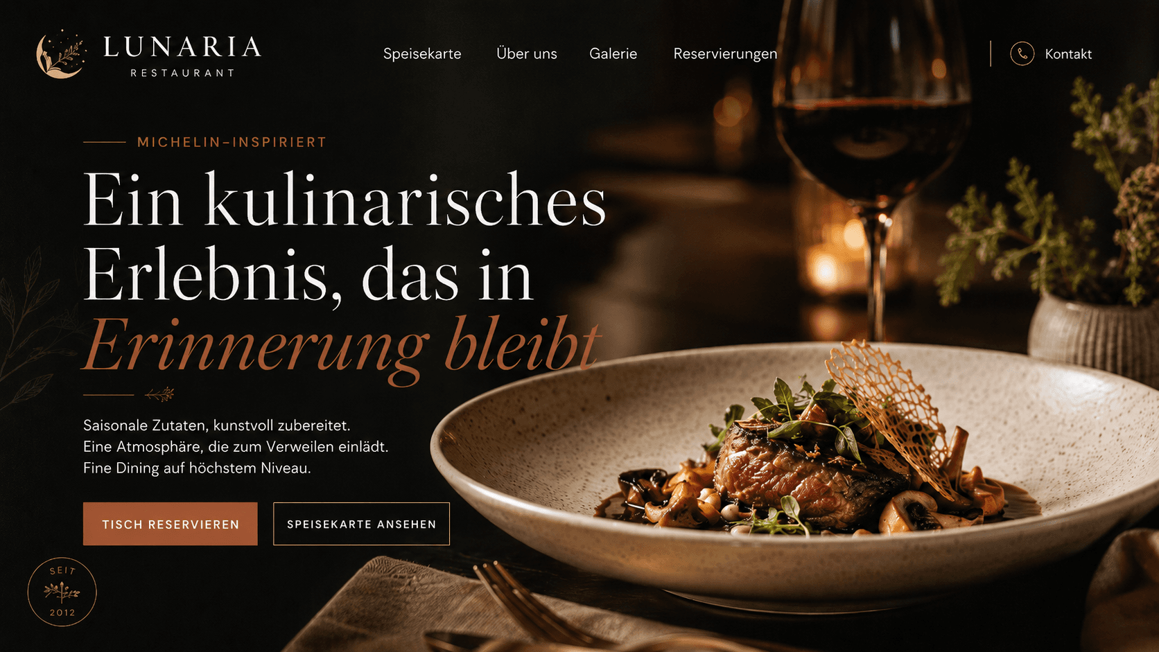 Website für ein Restaurant mit Speisekarte, Reservierung und Galerie – Design und Umsetzung von Perfect Web